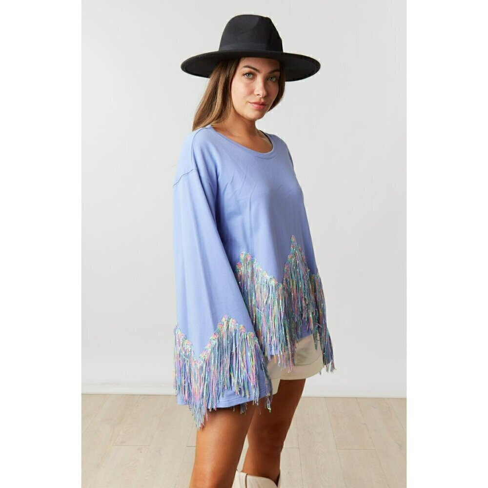 Periwinkle Pop Unicorn Fringe Top - Picture 6 of 8